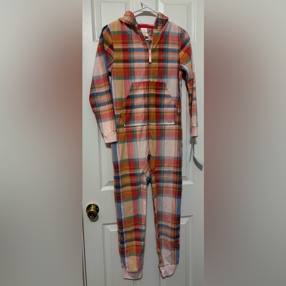 Cat & Jack Multicolor Plaid Hooded Onesie with Hood-10/12